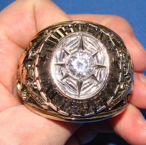 *VERY RARE SALESMAN'S SAMPLE JOSTENS RING IN HUGE SIZE WITH GLASS DIAMOND* - Picture 1 of 10