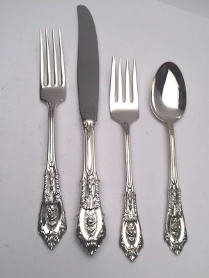 Ajuste individual de 4 piezas Rose Point de Wallace de plata de ley Foto 1 de 4