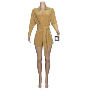 NWT NORMA KAMALI Tie Front NK Shirt Jumpshort, Nude, XS - Picture 1 of 9