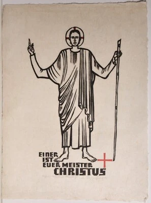 Josi Doppelfeld /Holzschnitt/ handsigniert/1946/Einer ist Euer Meister Christus - Bild 1 von 3