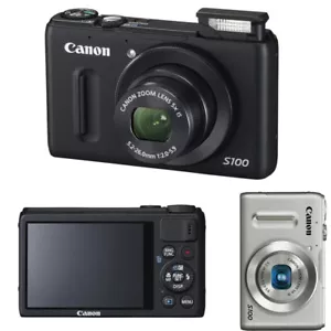 Canon PowerShot S100 12.1 MP Digital Camera w 5x Wide Angle -90%new Black/Sliver - Picture 1 of 15