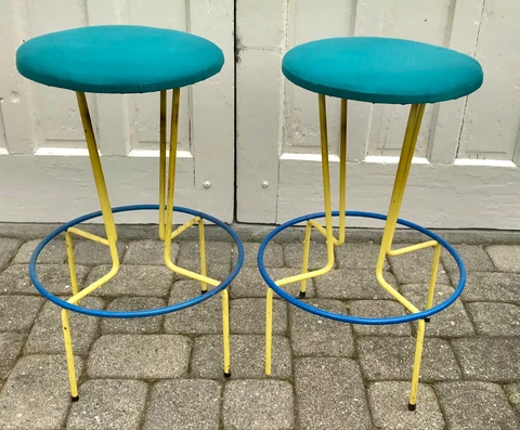 Frederick Weinberg MCM Wrought-Iron Stools ca 1950s~A PAIR Cover