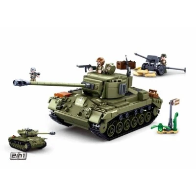 Military Bricks Blocks US M26 Pershing Medium Tank Green - Image 1 of 2