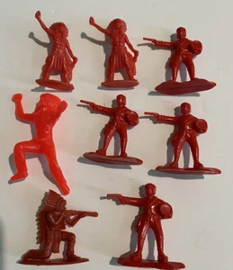 Lot of 8 Vintage Red Cowboys & Indians - Picture 1 of 5