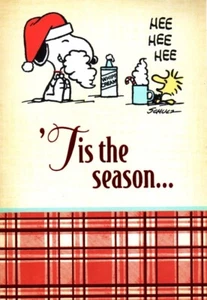 Funny Merry Christmas Peanuts Snoopy Woodstock Whip Cream Hallmark Greeting Card - Picture 1 of 3