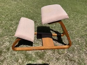 Vtg Chair Kneeling Stool upholstered wood wooden kneeling - Picture 1 of 6
