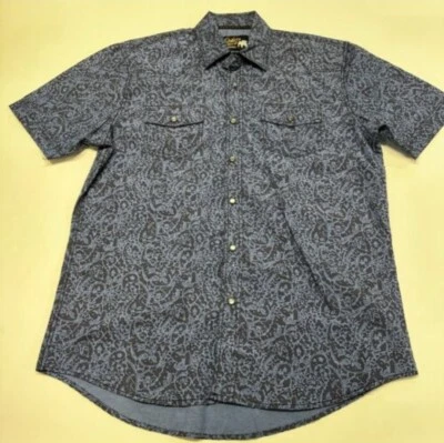 Dukes Bark Para Hombres Perla Abotonada NUEVA Camisa Floral Azul Manga Corta Grande Foto 1 de 3