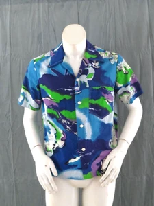 Vintage Hawaiian Shirt - Psychedelic Surfers by Platts Surfriders - Men's M - Picture 1 of 9