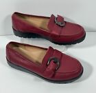 Hotter Red Eliza Loafers Leather Size 4 Womens Flat Leather Shoes Comfort Buckle