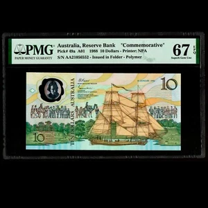 Australia Reserve Bank 10 Dollars 1988 Commemorative PMG 67 Superb Gem UNC P-49a - Picture 1 of 2