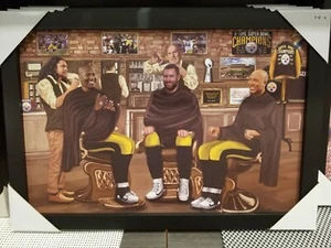 Steelers Barbershop Framed Pic Big Picture Cleveland 12x18 - Picture 1 of 1