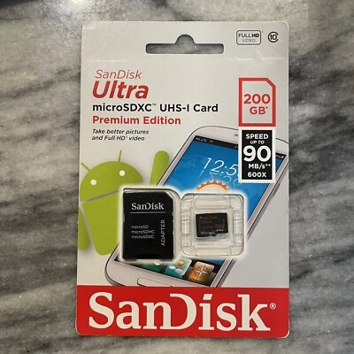 SanDisk Ultra 200GB Micro SDXC UHS-1 Card Premium Edition w/Adapter - Image 1 of 2
