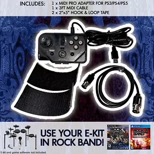 MIDI Pro Drums Adapter for PS3 PS4 PS5 Rock Band 3 & 4, Cable + Hook & Loop Tape - Picture 1 of 2
