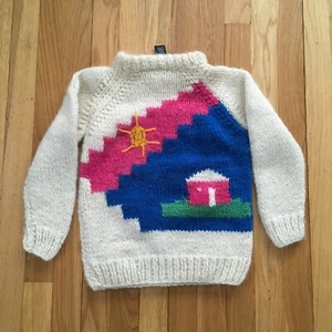 VTG 80s Greek Knitwear Kids Sweater Wool Hand Made Greece - Picture 1 of 11