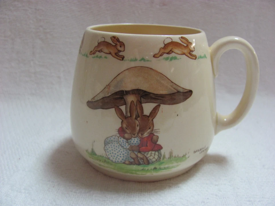 Royal Doulton Bunnykins One Handle Albion Mushroom Cup - Barbara Vernon Signed - Image 1 of 4