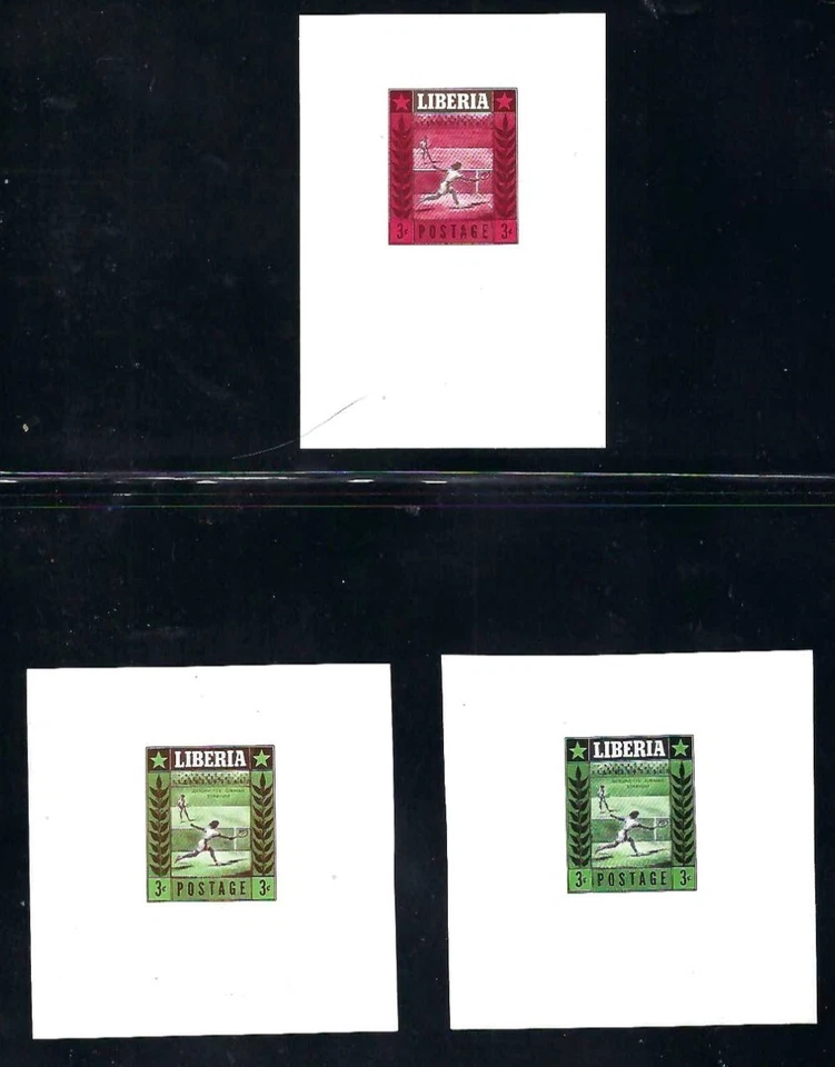 Liberia # 347 THREE Different Color Essays MNH Sports Tennis - Image 1 of 1