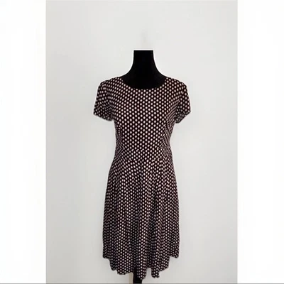 Talbots Dress Women's Petite 4P Black Pink Print Pleated Short Sleeve Lined - Image 1 of 4