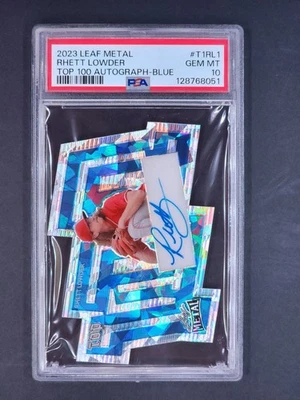 2023 Leaf Metal Top 100 Autograph Blue /12 Rhett Lowder #T-RL1 - Image 1 of 2