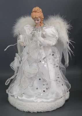 Vickerman 12" (White Silver) Lit Angel Christmas Tree Topper - Image 1 of 4
