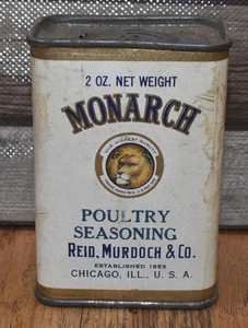 Vintage Reid Murdoch & Co Monarch Poultry Seasoning Paper Label Spice Tin - Picture 1 of 5