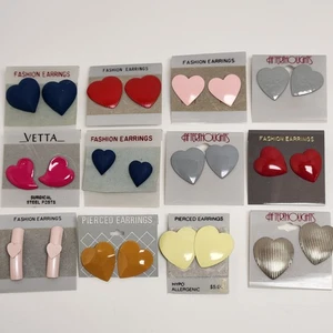 12 Paar Vintage Ohrringe Herz Ohrringe 80er 90er Love Happy Valentines Retro - Bild 1 von 8