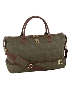 London Fog Brentwood IV Carry On 20" Seesack Weekender Tasche braun kariert - Bild 1 von 8