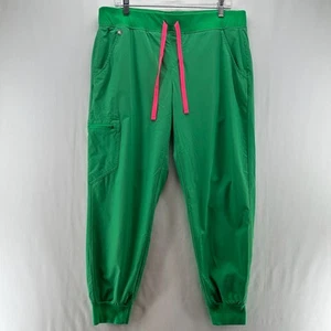 Figs Zamora Jogger Scrub Pants Womens L High Rise Adjustable Waist Pull On Green - Picture 1 of 11