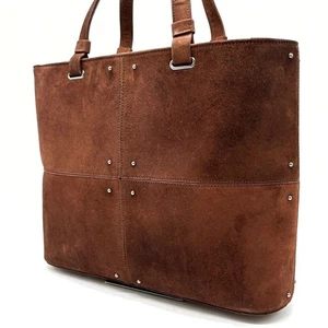 TOD'S Handbag Tote Bag Shoulder bag Brown Suede/Leather "Logo Embossed" 047152d - Picture 1 of 24