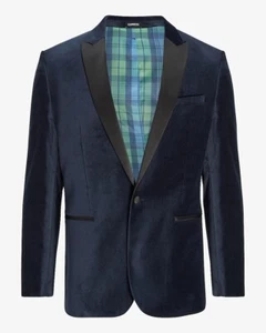 Express Solid Blue Velvet Tuxedo Blazer 40R NWoT $342 - Picture 1 of 5