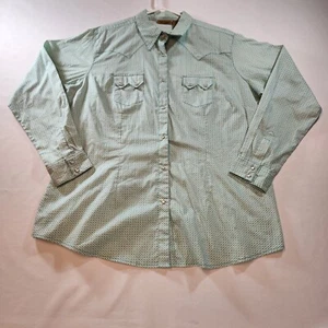 Wrangler Damen Top Shirt Größe XXL Pearl Snap Plissee weiß grün blau Cowgirl - Bild 1 von 24