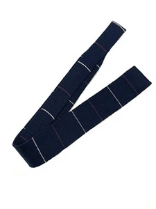 Boys KNIT Tie - NAVY w/Stripes - narrow - SQUARE - new - Picture 1 of 3