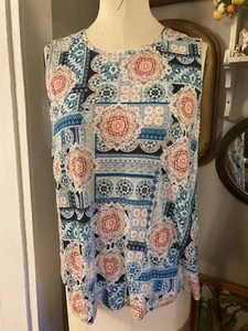 J Jill Love ärmelloses Strickoberteil Leinen Damengröße M orange pink blau gebraucht, in einwandfreiem Zustand - Bild 1 von 8