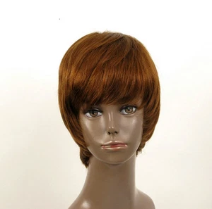 perruque AFRO femme 100% cheveux naturel châtain clair cuivré ref LAET 01/30 - Picture 1 of 9