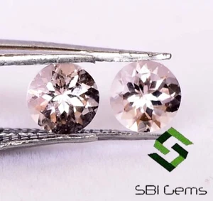 Natural Morganite Round Cut Pair 5 mm 0.90 CTS Lustrous Calibrated Loose Gems - Picture 1 of 10