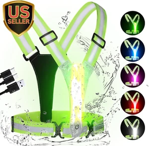 LED Reflective Vest Running Gear, High Visibility Reflective Running Vest, 5 Lig - Picture 1 of 7