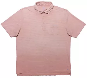 Polo PETER MILLAR manica corta lavaggio mare corallo arancione a righe XL - Foto 1 di 8