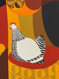 Mary Maki Rae Checkerboard Chicken Serigrafía Original Numerada 1980 Firmada 8/150 - Imagen 1 de 5