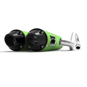 HMF Performance Green Dual Full System Exhaust Black Euro Cap Kawasaki KFX 700 - Imagen 1 de 3