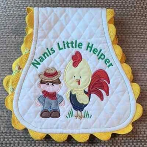 Rooster Cowboy Farmer Baby Bib Burp Cloth Farm Country Nursing Handmade Feeding - Picture 1 of 4