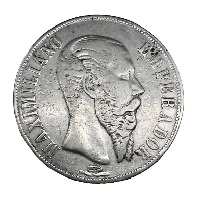 1867 Mo Mexico Maximilian I Silver Peso Coin KM 388.1 - Scares - Image 1 of 4
