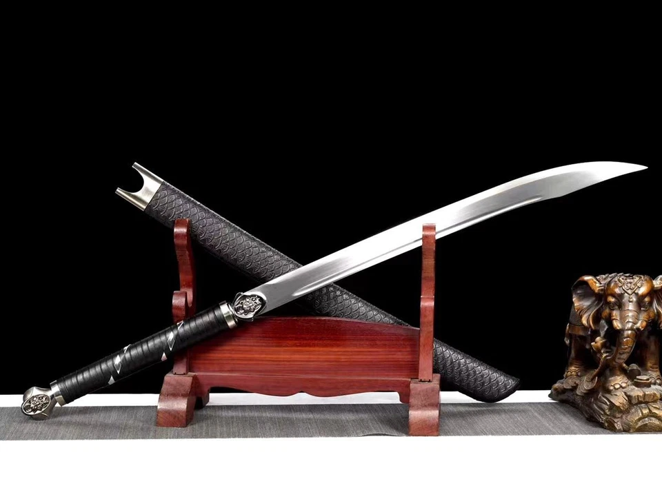 WUSHU Hoja Espada Glaive Chino Kung Fu Borde Manganeso Acero Machete Drago Foto 1 de 4