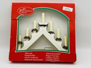 VTG Sweden Christmas Classics Electric Candelabra 7 Candle Holder Wood Plastic