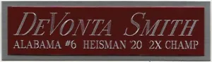 DEVONTA SMITH ALABAMA CRIMSON ROLL TIDE HEISMAN NAMEPLATE SIGNED FOOTBALL JERSEY - Picture 1 of 2
