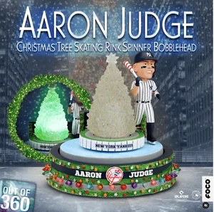 Aaron Judge New York Yankees Christmas Tree Skating Rink Spinner Bobblehead!! - Picture 1 of 7