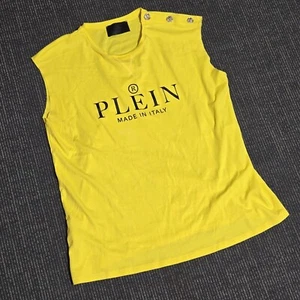Philipp Plein Yellow Cotton T Shirt Tank Top Women's Size L - Picture 1 of 8