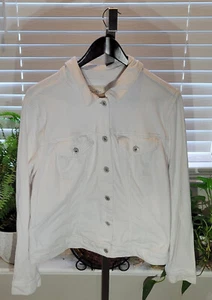 Jessica Simpson White Faux Denim Blend Jacket Ladies Size 2X - Picture 1 of 3