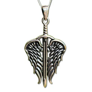 St Michael Winged Sword Pendant 925 Sterling Silver Archangel Necklace & Boxed - Picture 1 of 14