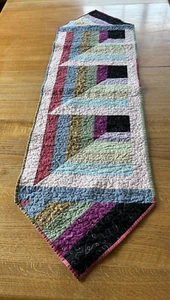 Handmade quilted table runner multicolored 57" x 16" approx.- free Shipping - Picture 1 of 9
