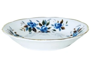 Royal Grafton England WINDERMERE Blue Flowers Gold Bone Butter Pat Nut Dish - Picture 1 of 8