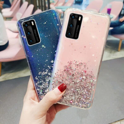 Glitter Case For Huawei P40 P30 Pro Mate 20 Lite Y6 2019 Shockproof Clear Cover - Image 1 of 4